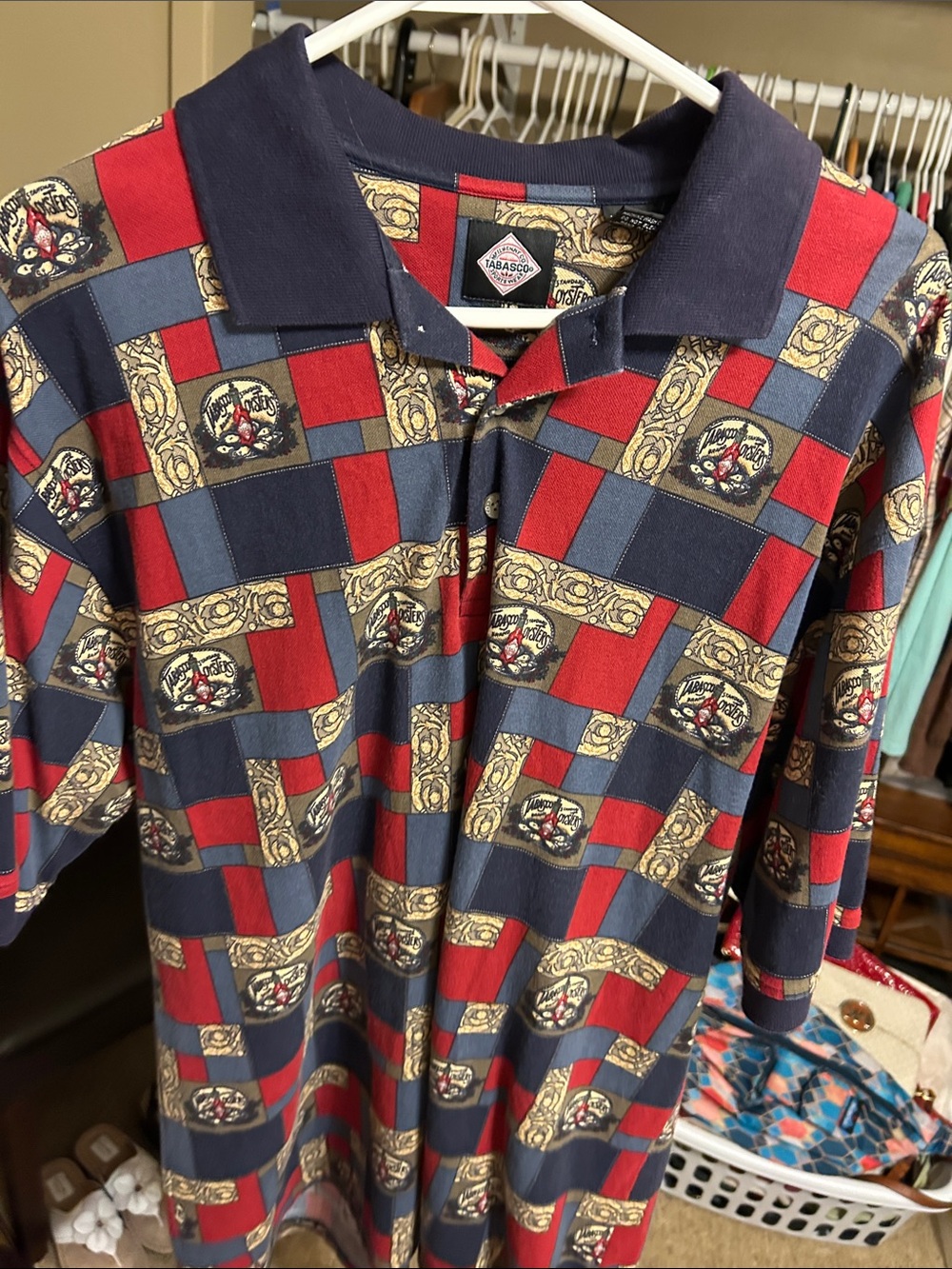 Tabasco Red, Navy & Cream Checker Polo